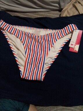 Xhilaration Red, White & Blue Striped Bikini Bottom